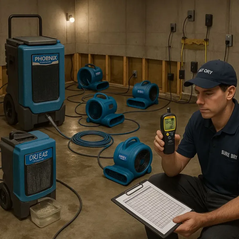 Structural Drying and Dehumidification process in Portola, CA